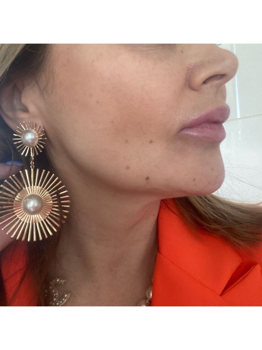 Star Burst Pearl Earrings - Picture 2 of 3